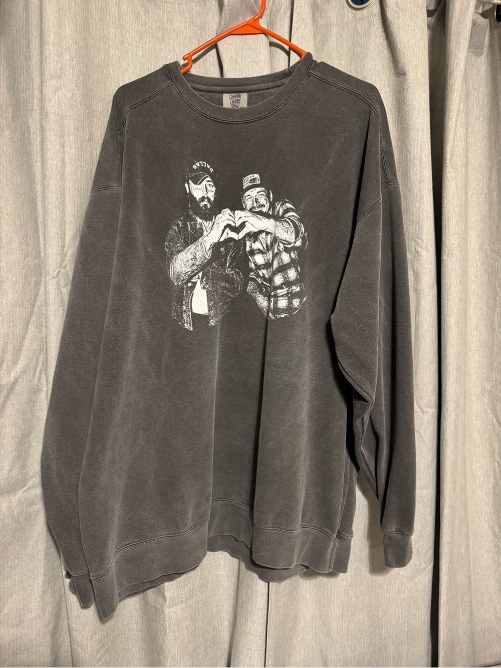 Comfort Colors Charcoal Crewneck with White Duo Graphic